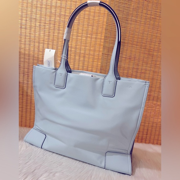 NWT Tory Burch Small Ella Nylon Tote Powder Blue - Picture 4 of 8